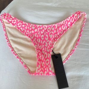 Triangl pink and white leopard swimsuit bottoms, size extra small